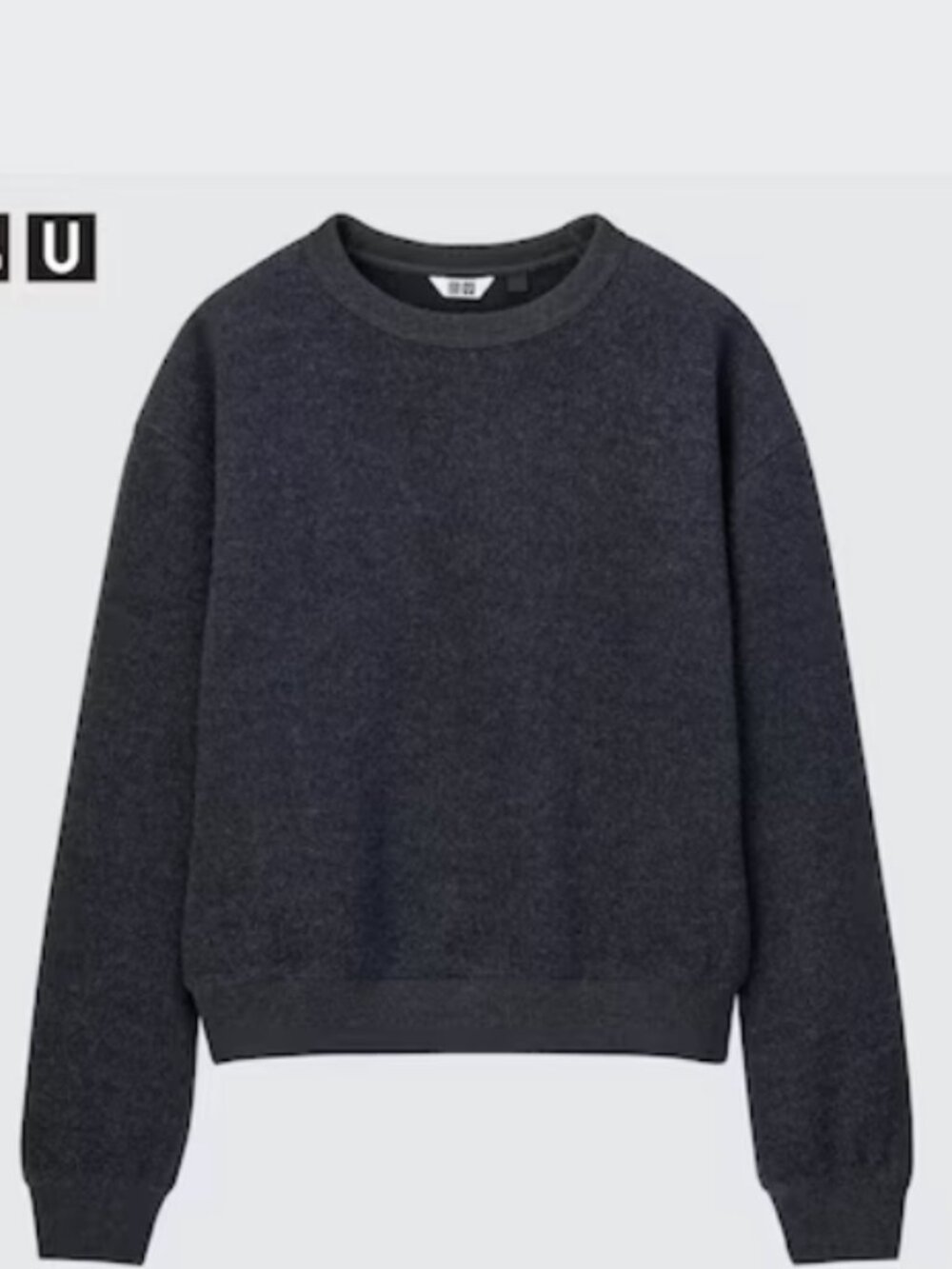 Uniqlo Navy Blue Fleece Crew Neck Long Sleeve Top - Size Medium
